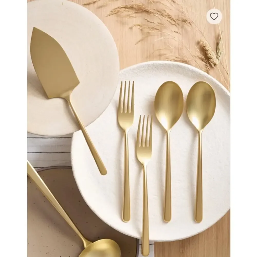 Sanbonet Gia 5 Piece Serving Utensil Set Brushed Gold NIB